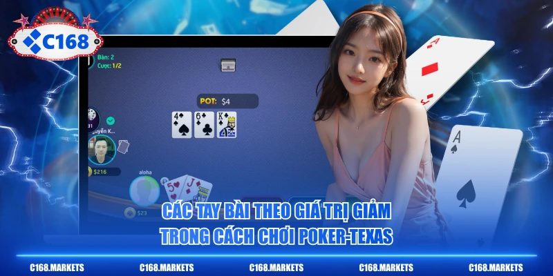 Các tay bài theo giá trị giảm trong cách chơi Poker-texas